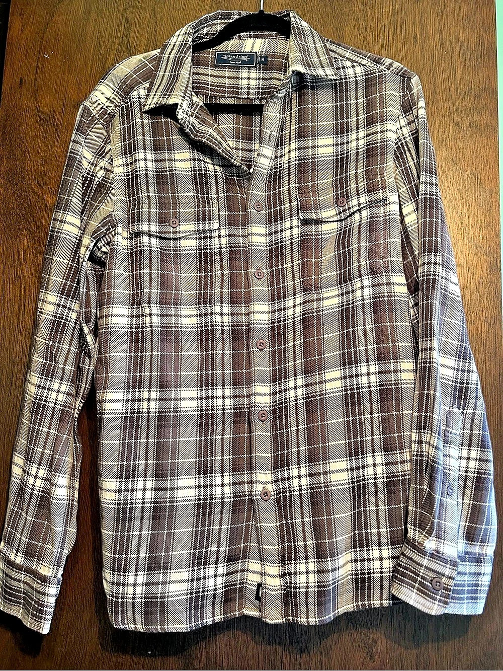 Vineyard Vines Twill Utility Shirt Plaid Cotton Shirt Size Medium